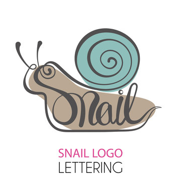 Vector shaped snail lettering object isolated