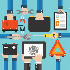 Car service ,accumulator charging concept design flat