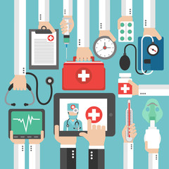 Online Medical diagnostics concept design flat