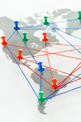 America connected by thumbtacks