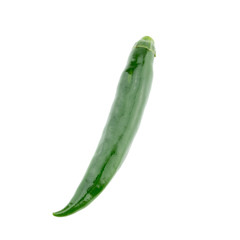 Green chili pepper isolated on white background.