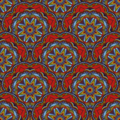 Seamless pattern with mandalas in beautiful colors for your design. Vector ornaments, background.