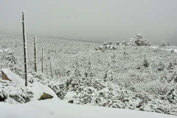 Zimowy pejzaż w górach Sudetach