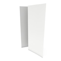 Blank paper triangle tent cards. 3d render illustration isolated. Table cards mock up on white background.