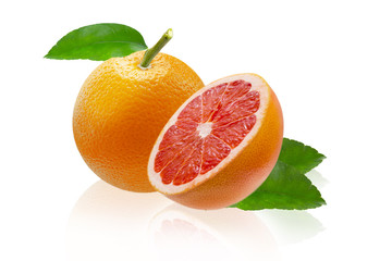 Grapefruit and orange isolated on white background