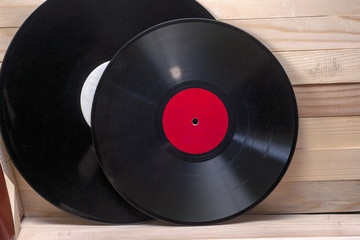 Vinyl record. Copy space for text.