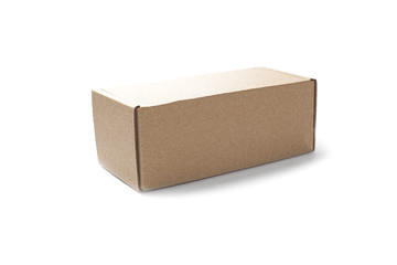 closed rectangular cardboard box on a isolated white background
