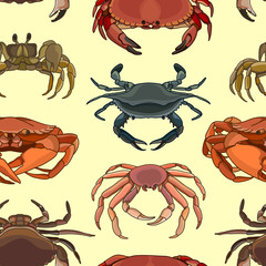 Pattern of vector crab icons