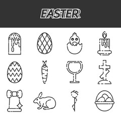 Easter icons set over white.