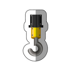 dotted sticker crane hook icon vector illustration