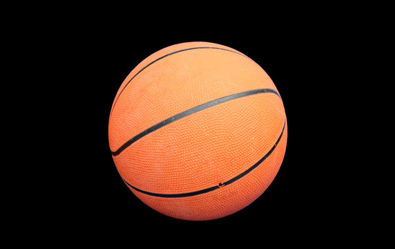 Basketball isolated on black background with shadow