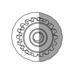 gray silhouette dotted sticker gear wheel vector illustration