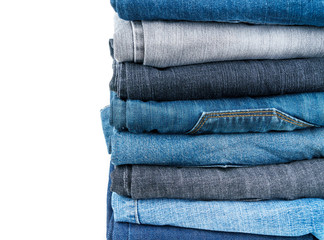 Lots of jeans stacked