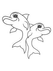 2 jumping dolphin friends team couple cool design cute cute fun