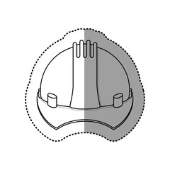 gray silhouette dotted sticker construction helmet icon vector illustration