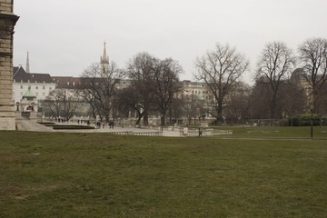 Burggarten park in Vienna in winter season, with few people around