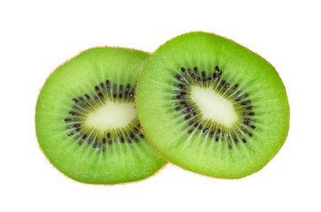 Fototapeta premium Slice of fresh kiwi fruit isolated on white background