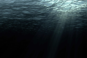 deep dark ocean waves from underwater background