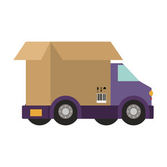 transport truck with vagon of packing box vector illustration