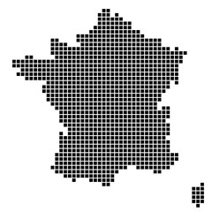 Карта Франции. Силуэт Франции выполненный из квадратных точек. Оригинальная абстрактная векторная иллюстрация.