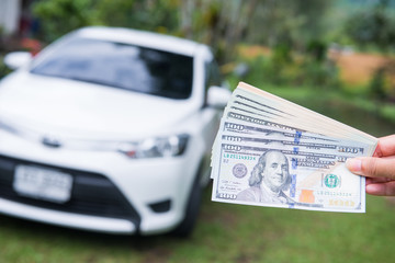 American dollars bank note in hand, cash