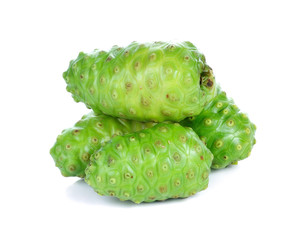 Noni fruits on white isolated background