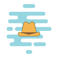Mens hat color thin line icon. Cloud background