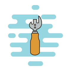 Bottle opener color thin line icon. Cloud background
