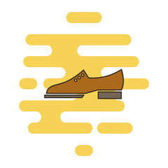 Brogue shoes color thin line icon. Cloud background
