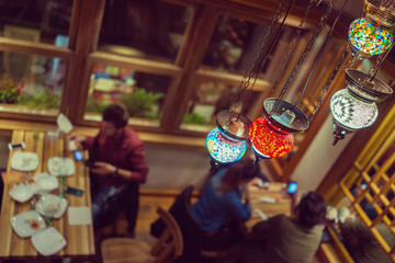 Young people in restaurant