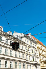 Traditional street view of old buildings in Munich, Bavaria, Ger