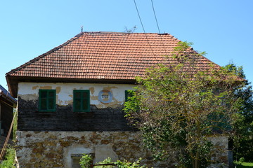 Typical house in the village with mine gold Rosia Montana, Transylvania. The rich mineral resources...