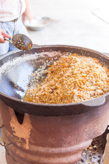 Large pot with Uzbek pilaf