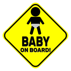 Baby on board yellow sign