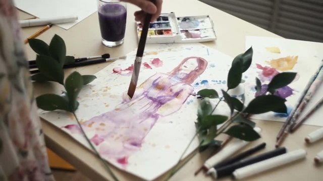 Artist working on an painting