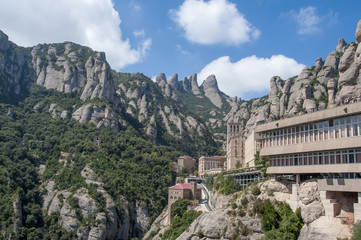 Fototapeta na wymiar exterior of the Montserrat Benedictine Monastery, near Barcelona, Catalonia, Spain