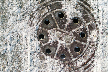manhole with snow