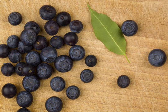 Blueberry on wooden table