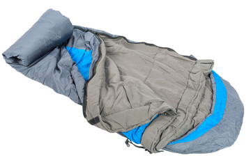 close-up of a sleeping bag is very warm for sleeping outdoors is