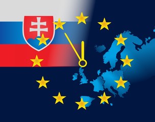 EU and flag of Slovakia - five minutes to twelve