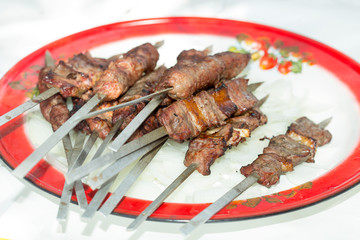 shish kebab on nature