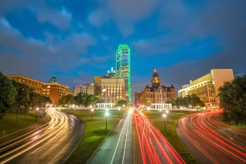 Stoff pro Meter Dallas downtown skyline at twilight, Texas © f11photo