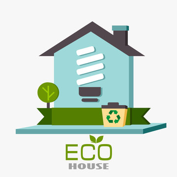 ecological use of resources and energy saving in the building. vector illustration
