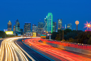 Dallas downtown skyline at twilight, Texas
