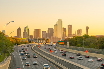 Dallas downtown skyline at twilight, Texas