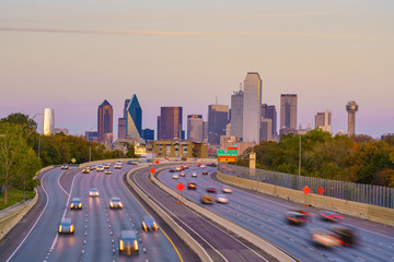 Obraz premium Dallas downtown skyline at twilight, Texas