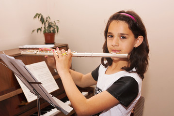 music school, flute and girl © lozochka