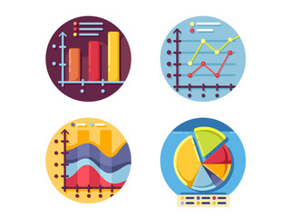 Graphs and diagrams icons set