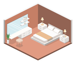 modern bedroom design in isometric style.