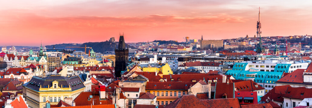 Beautiful Sunset in Prague, Czech Republic.